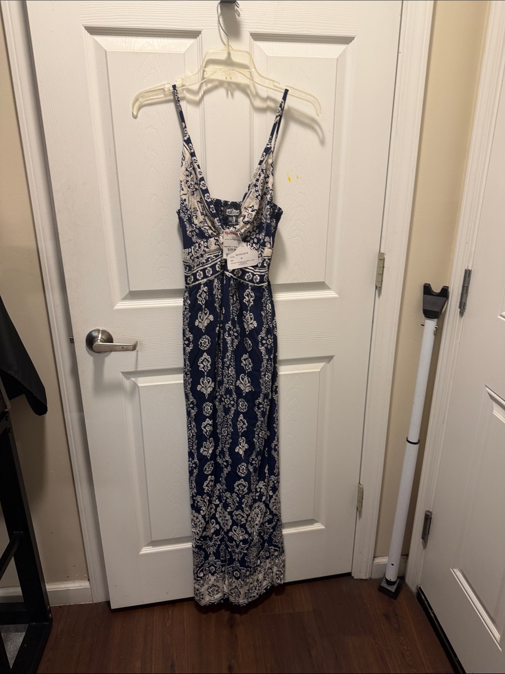 Angie Navy and White Paisley Maxi Dress